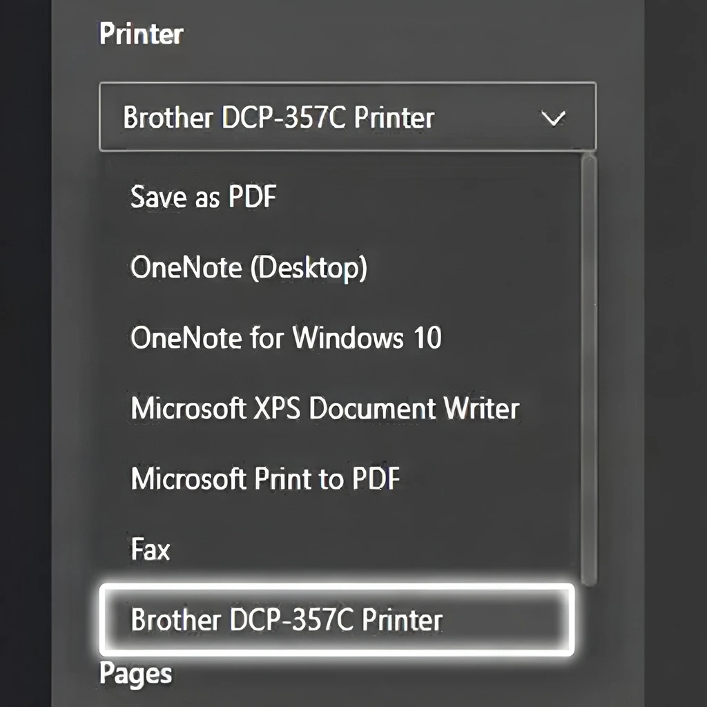 Select Printer Name