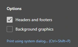Checked Headers and footers