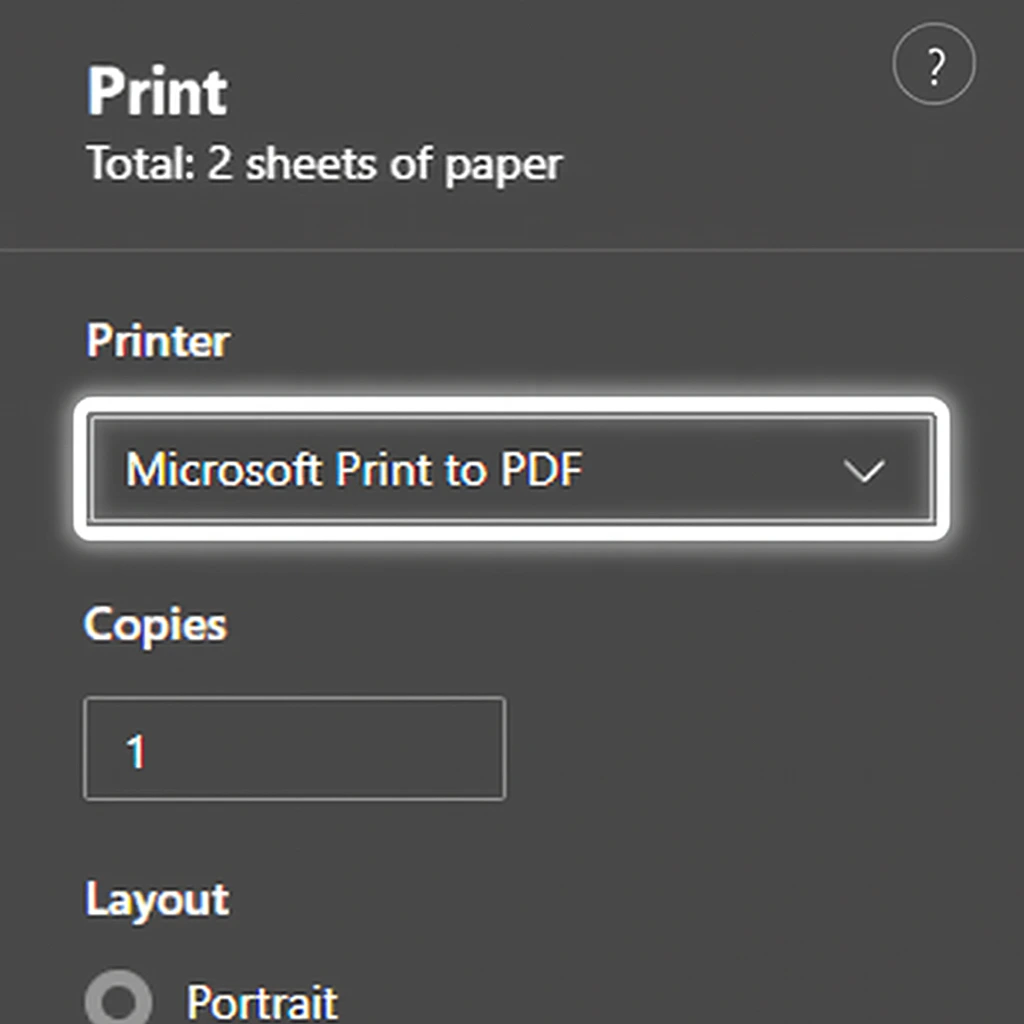 Select Print Destination